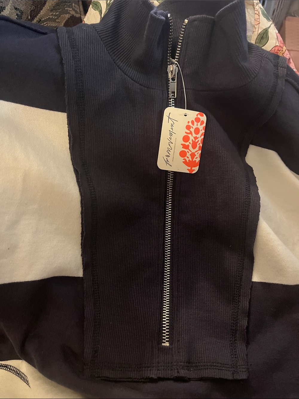 NWT Free People Retro Rugby set in white and navy blue - Picture 4 of 4